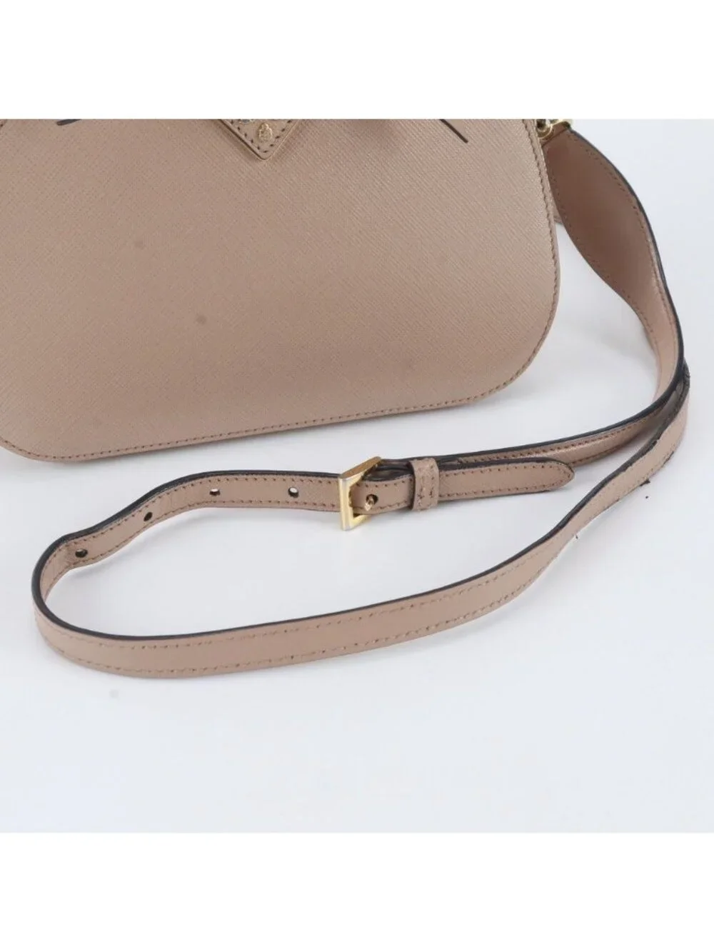 Prada Saffiano Triangle Logo Leather 2-Way Shoulder Bag Crossbody Hand